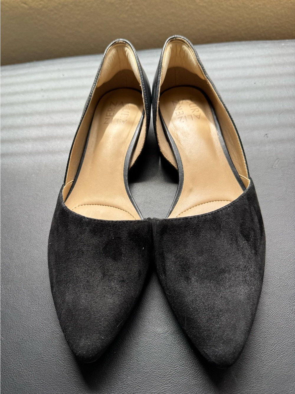 Naturalizer Black Suede Pointed-Toe Flats